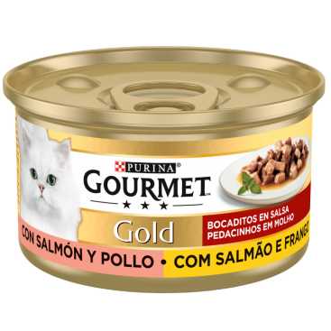 GOURMET GOLD Κομματάκια σε Σάλτσα με Σολομό & Κοτόπουλο 85gr