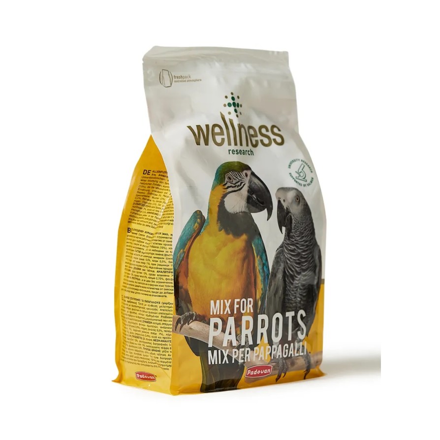 PADOVAN WELLNESS PARROTS 750gr ΓΙΑ ΜΕΣΑΙΟΥΣ ΚΑΙ ΜΕΓΑΛΟΥΣ ΠΑΠΑΓΑΛΟΥΣ