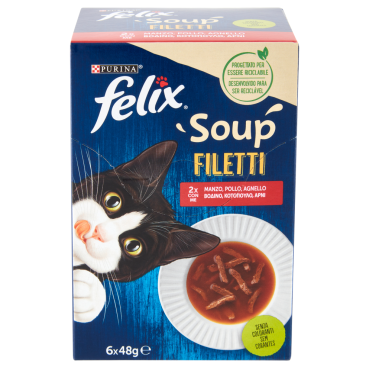 Felix Soup Time Filetti Πολυσυσκευασία με Βοδινό, Κοτόπουλο & Αρνί (6x48gr)