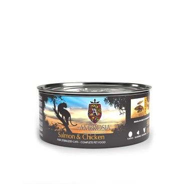 AMBROSIA GRAIN FREE STERILISED CAT CHICKEN & SALMON 150gr *προς Κ*