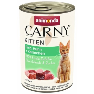 ANIMONDA CARNY KITTEN με Βοδινό, Κοτόπουλο & Κουνέλι 400GR