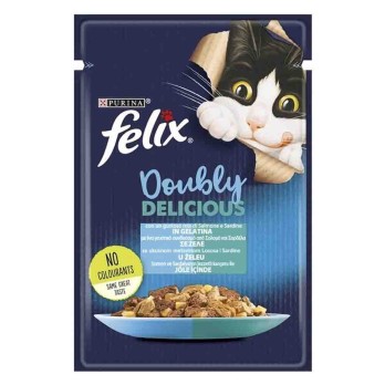FELIX DOUBLY DELICIOUS σε Ζελέ Σαρδέλα με Σολομό 85GR