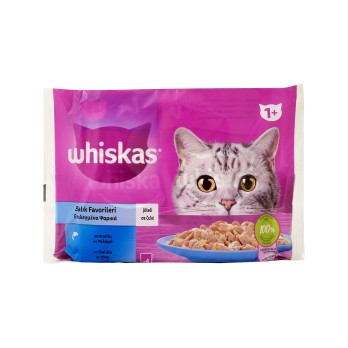 WHISKAS σε Ζελέ με Επιλεγμένα Θαλλασινά 4x85gr (Πολυσυσκευασία)