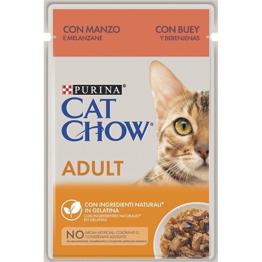 CAT CHOW ADULT Bοδινό&Μελιτζάνες σε Ζελέ 85 GR ΥΓΡΗ ΤΡΟΦΗ