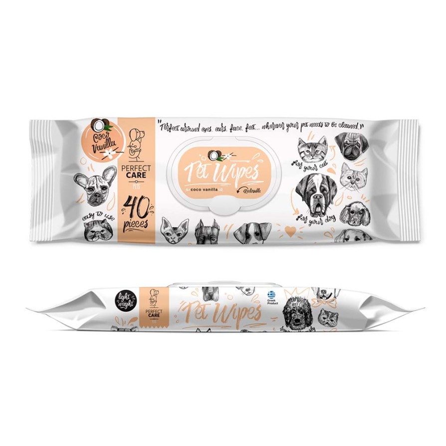 PERFECT CARE PET WIPES COCO VANILLA (40 μαντ.) 