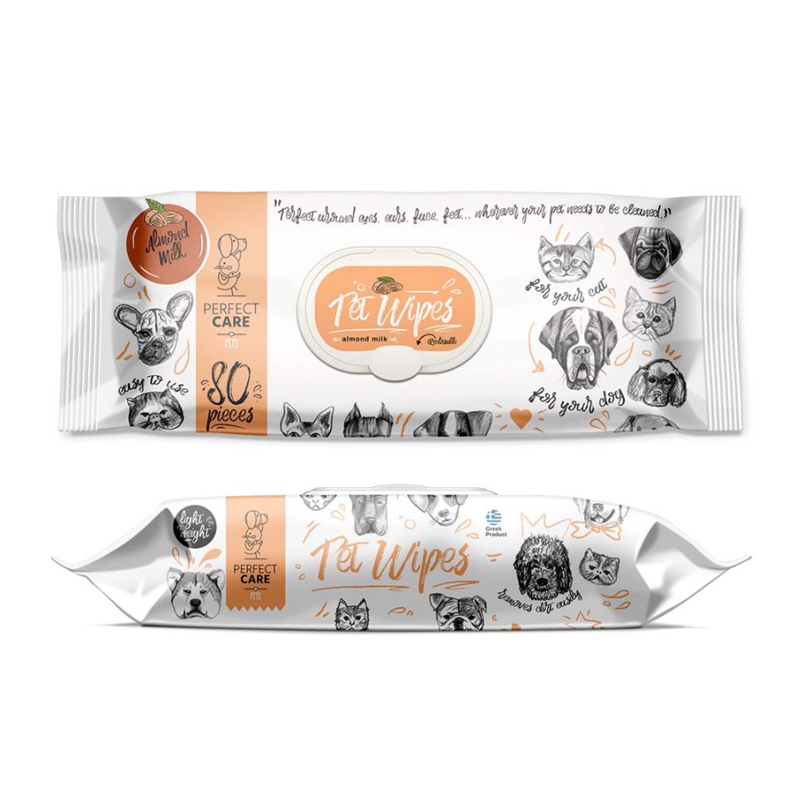 PERFECT CARE PET WIPES ALMOND MILK (80 μαντ.) PERFECT CARE