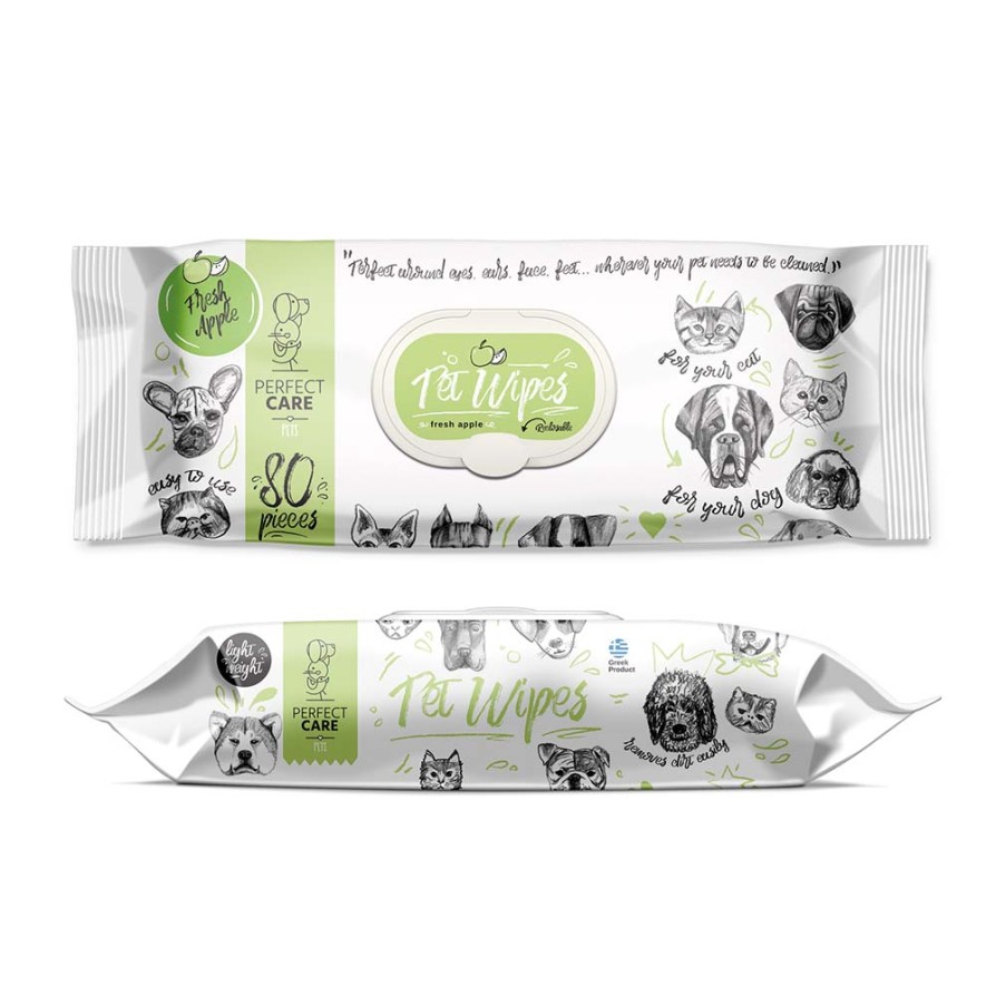 PERFECT CARE PET WIPES ΜΕ ΧΛΩΡΕΞΙΔΙΝΗ FRESH APPLE (80 μαντ.) PERFECT CARE