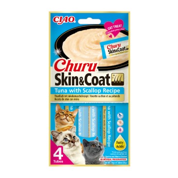 CHURU CAT SKIN & COAT με Τόνο & Χτένια 56gr