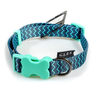 GLEE Περιλαίμιο Ιμάντα ρυθμιζόμενο με πλαστικό κούμπωμα GREEN ZIG ZAG XS 10mmx20-35cm