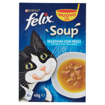 Felix Soup Time Original Πολυσυσκευασία με Μπακαλίαρο, Τόνο & Γλώσσα (6x48gr)