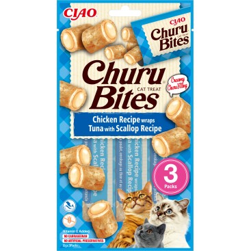 CHURU CAT BITES με Κοτόπουλο, Τόνο & Χτένια 30gr