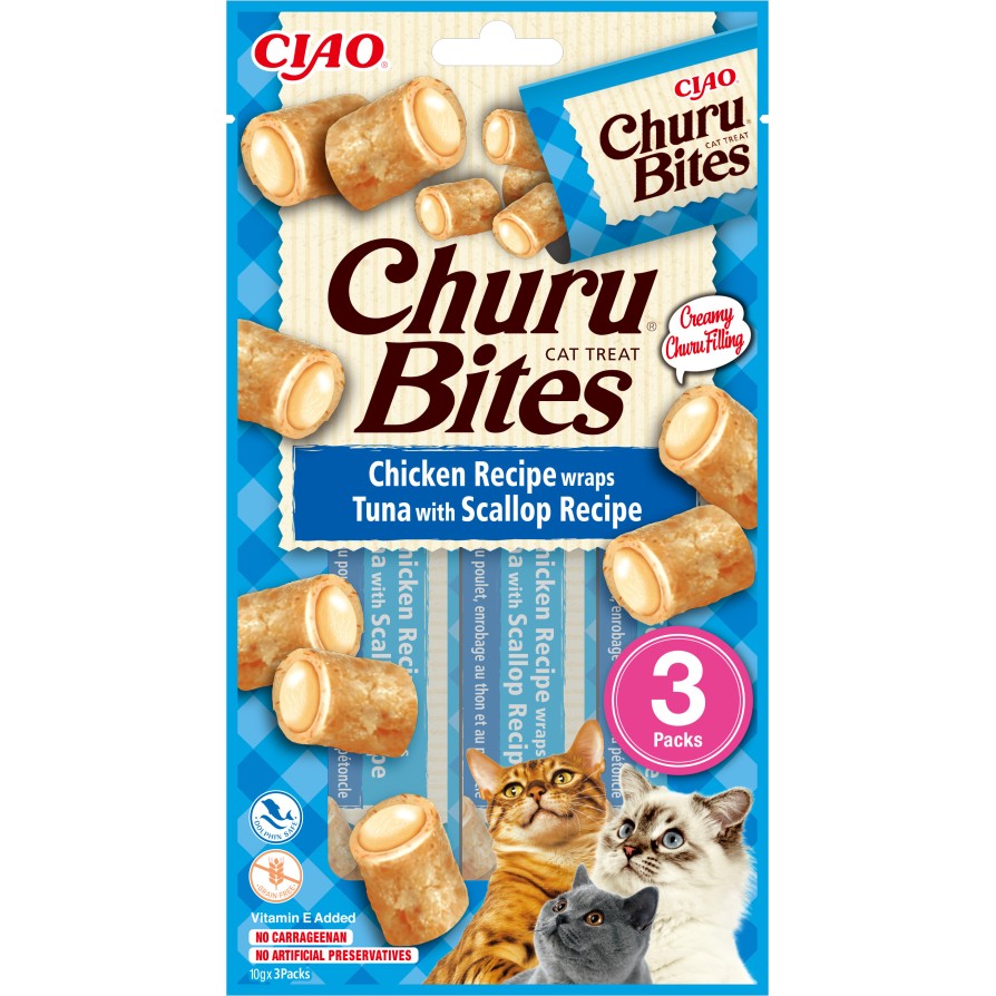 CHURU CAT BITES CHICKEN & TUNA & SCALLOPS 30gr CHURU CAT TREAT BITES