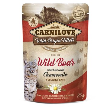 CARNILOVE CAT ΦΑΚΕΛΑΚΙ ΜΕ ΑΓΡΙΟΧΟΙΡΟ ΚΑΙ ΧΑΜΟΜΗΛΙ 85GR