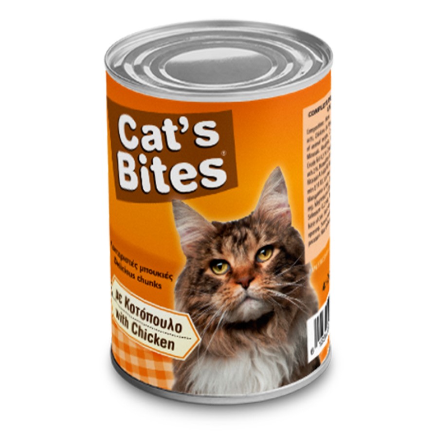 CAT'S BITES ΚΟΝΣΕΡΒΑ ΓΑΤΑΣ ΜΕ ΚΟΤΟΠΟΥΛΟ 410GR CAT S BITES