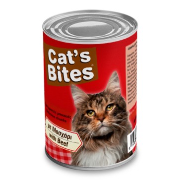 CAT'S BITES ΚΟΝΣΕΡΒΑ ΓΑΤΑΣ ΜΕ ΜΟΣΧΑΡΙ 410GR