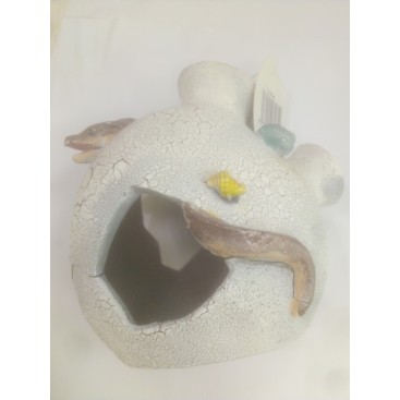 DOPHIN WHITE ANCIENT VASE 13CM