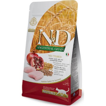 N&D CAT LG Neutered Κοτόπουλο & Ρόδι 1,5KG