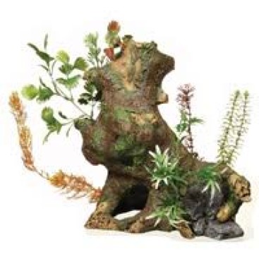 MARINA DECORATION WOOD WITH PALSTIC PLANTS 20CM