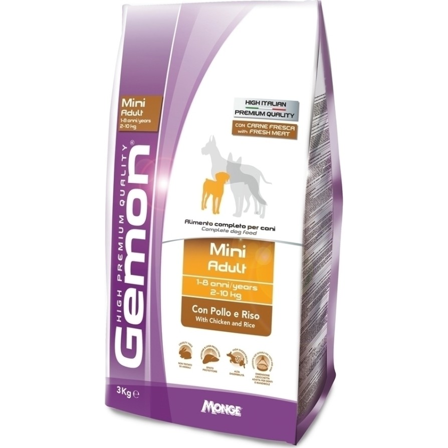 GEMON DOG ADULT MINI ΜΕ ΚΟΤΟΠΟΥΛΟ ΚΑΙ ΡΥΖΙ 3KG GEMON