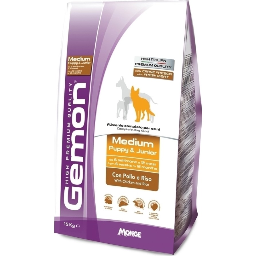GEMON PUPPY MEDIUM ΜΕ ΚΟΤΟΠΟΠΟΥΛΟ ΚΑΙ ΡΥΖΙ 3KG GEMON