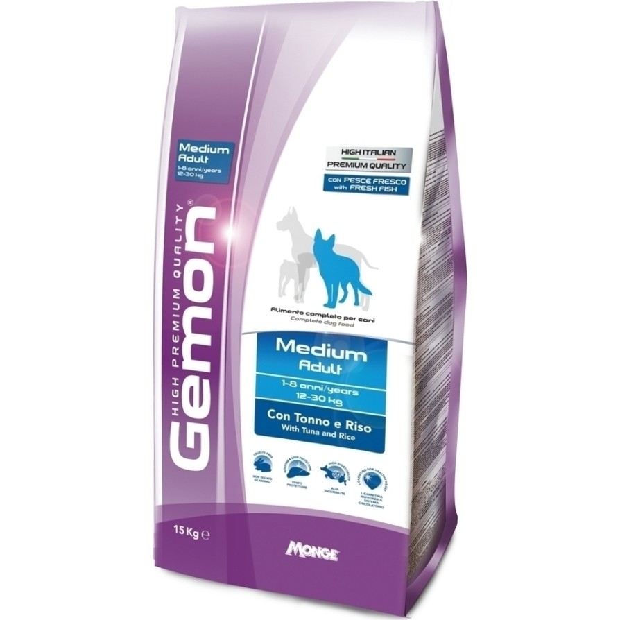 GEMON DOG ADULT MEDIUM ΜΕ ΤΟΝΟ ΚΑΙ ΡΥΖΙ 3KG GEMON