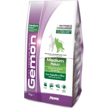 GEMON DOG ADULT MEDIUM ΜΕ ΑΡΝΙ ΚΑΙ ΡΥΖΙ 3KG