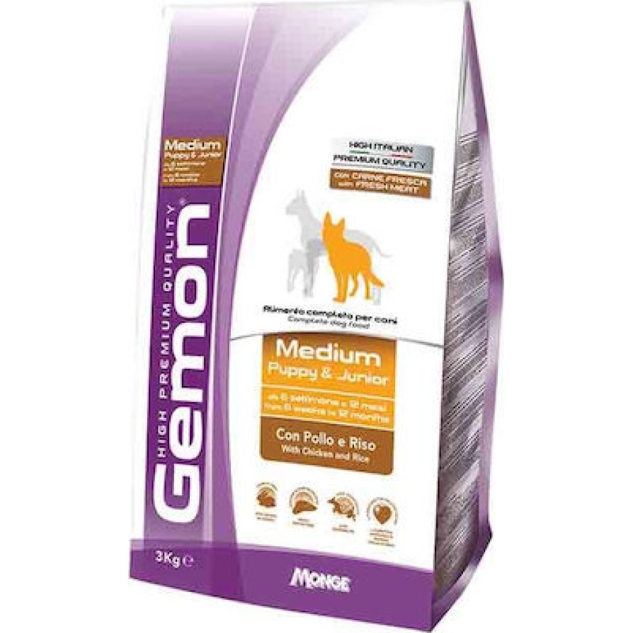 GEMON PUPPY MEDIUM ΜΕ ΚΟΤΟΠΟΥΛΟ ΚΑΙ ΡΥΖΙ 20KG GEMON