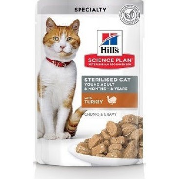 HILL'S SP FELINE Young Adult Sterilised Γαλοπούλα 85gr