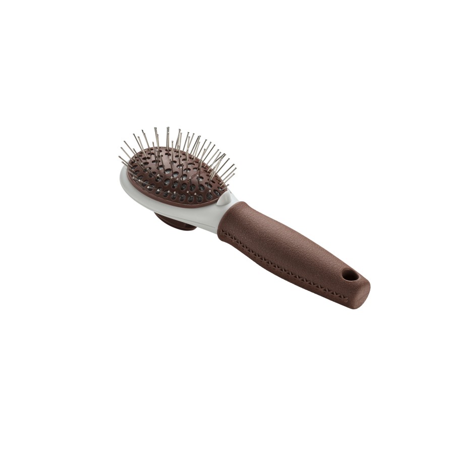 HUNTER GROOMING BRUSH SPA SELF CLEANING BROWN/GREY SMALL