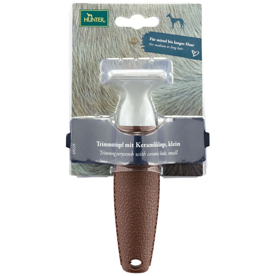 Trimming currycomb Spa with ceramic blade, small brown/grey HUNTER