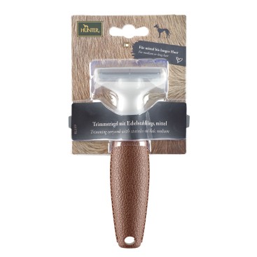 HUNTER Trimming currycomb Spa with stainl. steel blade, m brown/grey