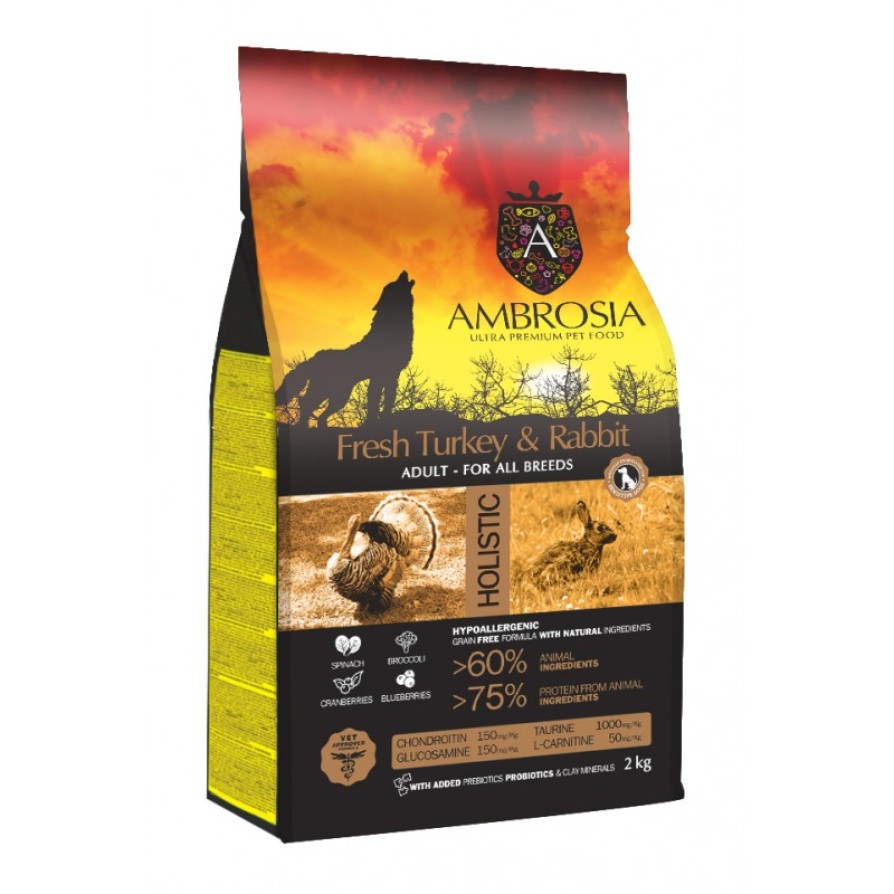 AMBROSIA GRAIN FREE ADULT SENSITIVE FRESH TURKEY & RABBIT AMBROSIA