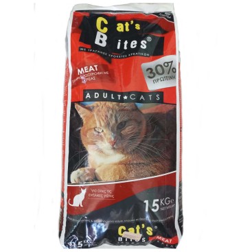 CAT'S BITES ΞΗΡΑ ΤΡΟΦΗ ΓΙΑ ΓΑΤΕΣ ME ΚΡΕΑΣ 15KG