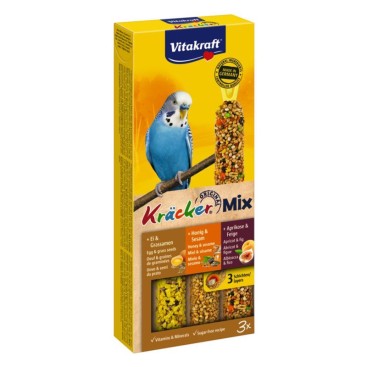 VITAKRAFT KRACKER TRIO για Παπαγαλάκια με Αυγό, Βερύκοκο & Μέλι 3sticks