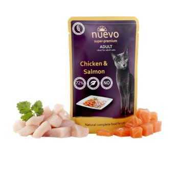 NUEVO Super-Premium CAT Adult με Σολομό & Κοτόπουλο 85GR