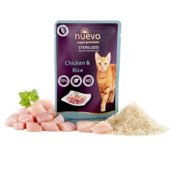 NUEVO Super-Premium CAT Sterilized με Κοτόπουλο & Ρυζί 85gr