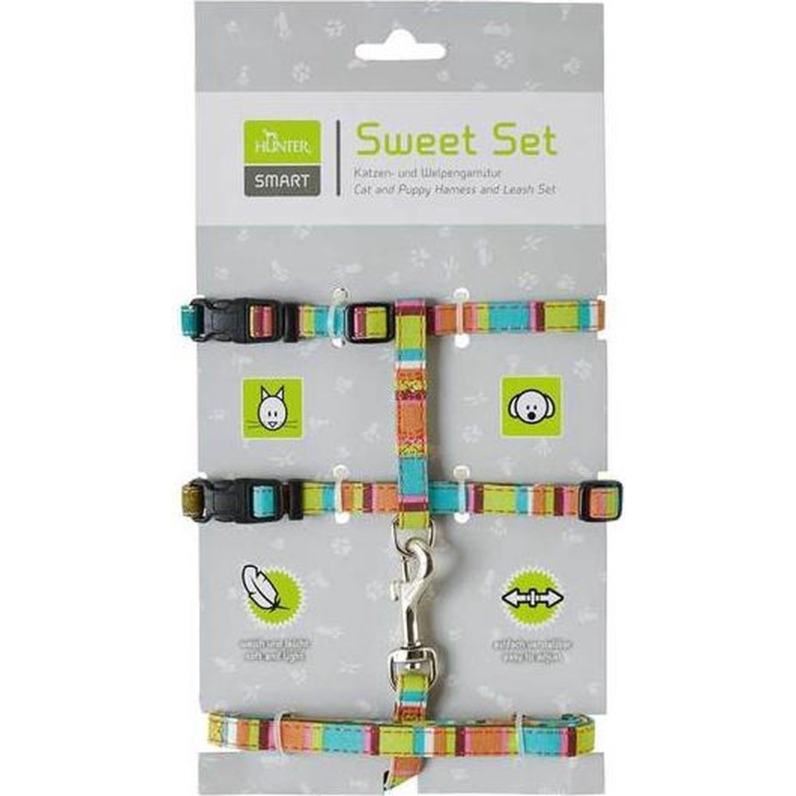 HARNESS WITH LEASH SET STRIPES HUNTER