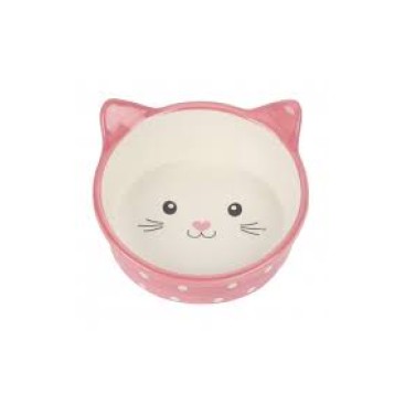 POLKA CAT BOWL PINK