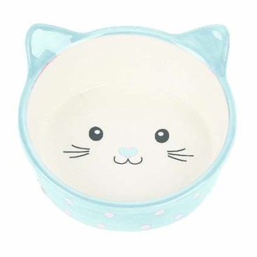 POLKA CAT BOWL BLUE