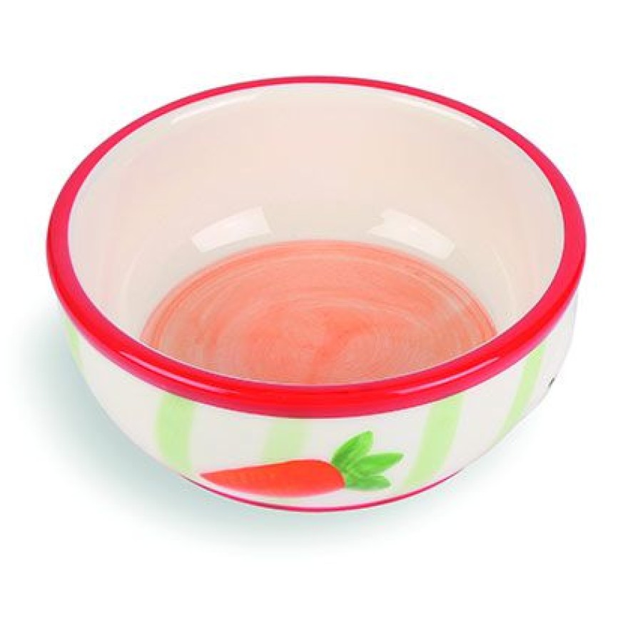 CARROT STRIPE CERAMIC PET BOWL