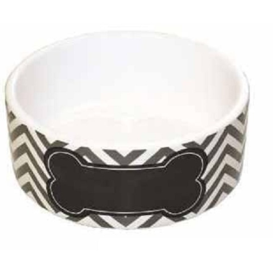 CHEVRON PET BOWL GREY LG ΚΕΡΑΜΙΚΑ