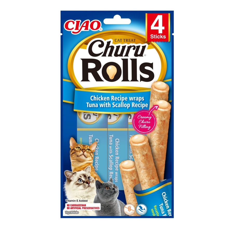CHURU CAT ROLLS ΜΕ ΚΟΤΟΠΟΥΛΟ & ΤΟΝΟ & ΧΤΕΝΙΑ 40GR 
