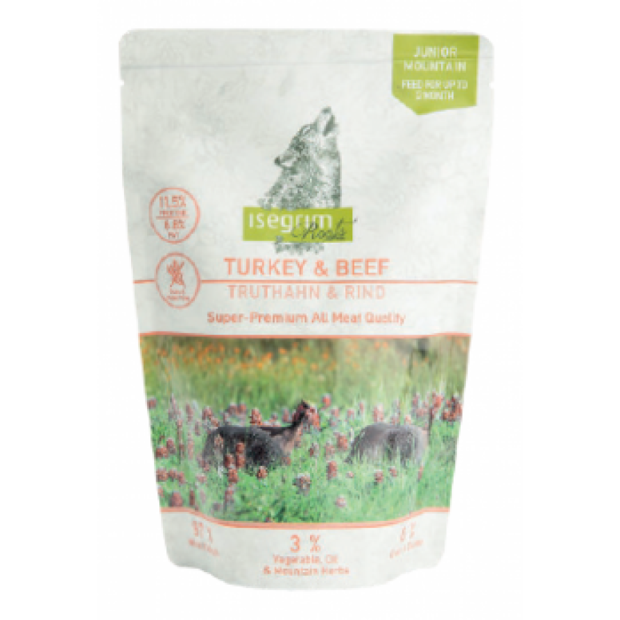 ISEGRIM POUCH JUNIOR ΓΑΛΟΠΟΥΛΑ & ΜΟΣΧΑΡΙ 400GR ΥΓΡΗ ΤΡΟΦΗ