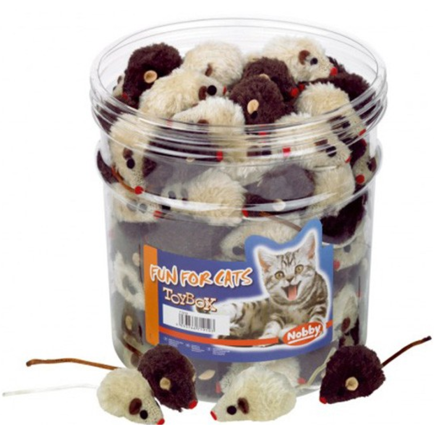 NOBBY Plush mouse, brown and beige ΝΟΒΒΥ