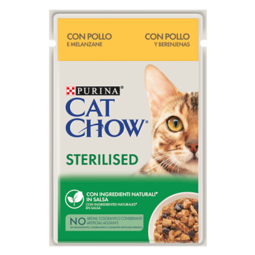 PURINA CAT CHOW STERILISED Κοτόπουλο & Μελιτζάνα σε Σάλτσα 85GR