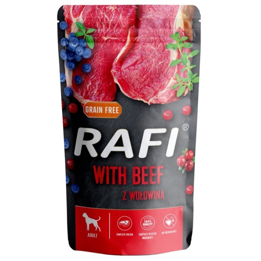 RAFI ADULT ΠΑΤΕ ΒΟΔΙΝΟ BLUEBERRY & CRANBERRY POUCH 500GR RAFI