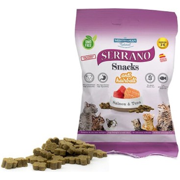 SERRANO CAT Snack με Σολομό & Τόνο AntiHairBall 50gr