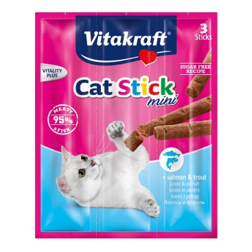 VITAKRAFT Λιχουδία Γάτας Mini Stick Σολομός & Πέστροφα 3sticks