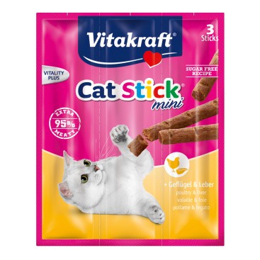 VITAKRAFT Λιχουδία Γάτας Mini Stick Πουλερικά & Συκώτι 3sticks