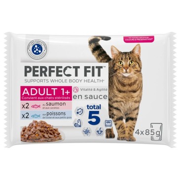 Perfect Fit Αdult Sterile Mix σολομός/ψάρια ωκεανού Multipack 4*85gr